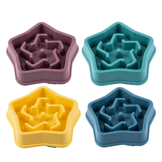 Slow feeder dog bowl, non-slip base