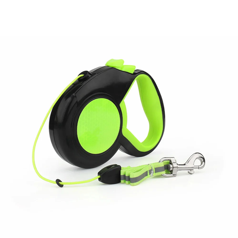 Retractable dog leash attached to collar