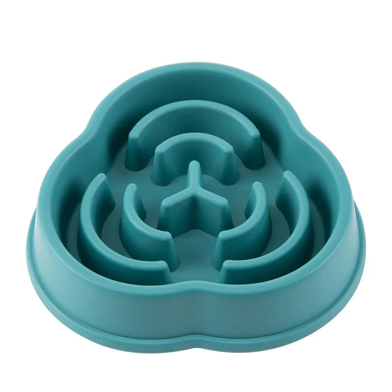 Slow feeder dog bowl, dog eating slowly