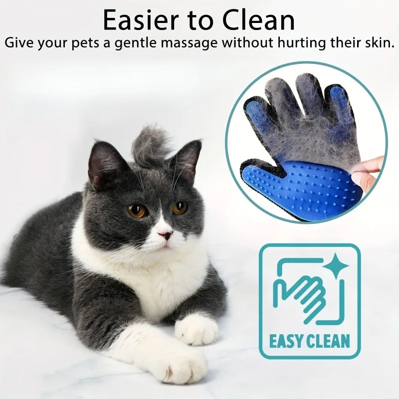 Pet grooming glove set for dogs and cats