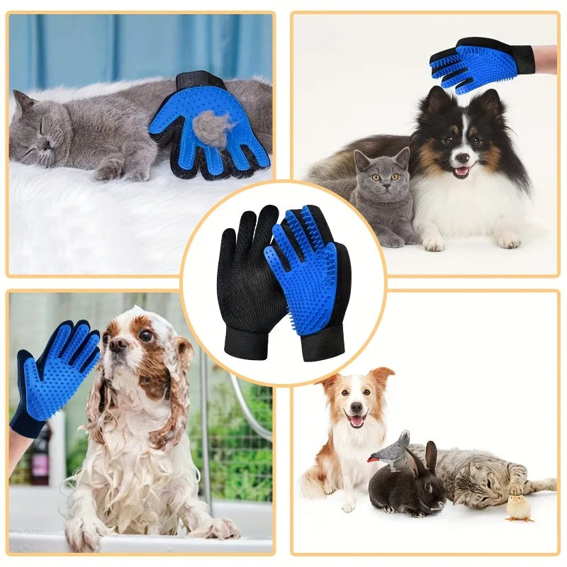 Pet grooming glove pair, left and right hand