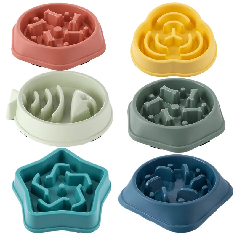 Slow feeder dog bowl with maze ridges