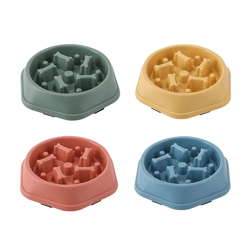 Slow feeder dog bowl, top-down view of maze pattern